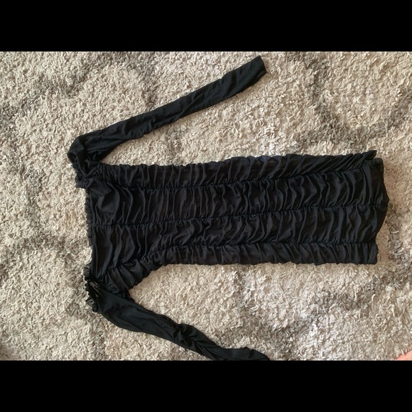 Majorelle darling mini dress small black ruched mesh off shoulder long sleeve - Picture 10 of 10